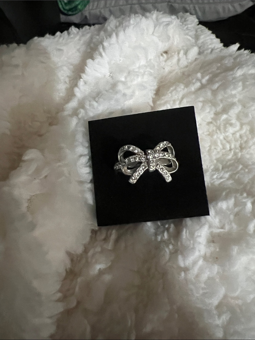 Brighton Silver Bow Ring, purse, necklace .with Clear Rhinestones